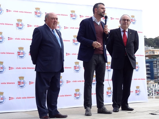 Amadeu Nualart, Santi vila i Josep Marigó, avui durant la inauguració de les noves instal·lacions del Club Vela Blanes / JFG 