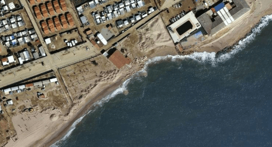 Lloc de la platja de Malgrat afectat per la perdua de sorra / Foto: Google Earth