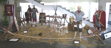 Exposició del material que porten els Manaies, al vestíbul de la Biblioteca Comarcal