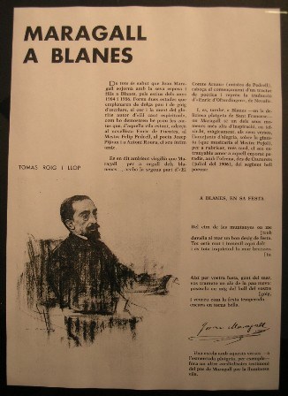 Full de l’article “Maragall i Blanes”, publicat a la revista “Blanes” el 1967 i que es mostra a l’exposició. Reprodueix el poema "A Blanes en sa festa"