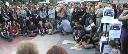 Acampada a la Plaça de Catalunya de Barcelona, ahir a la tarda. / Foto: JFG